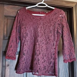 Adriana Papell S 3/4 Sleeve Purple Blouse